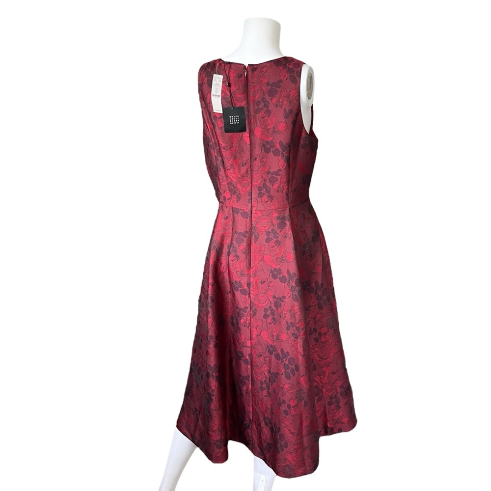 NEW White House Black Market Dress Sleeveless Jacquard Hi Lo Red Holiday Size 8 - Picture 2 of 8